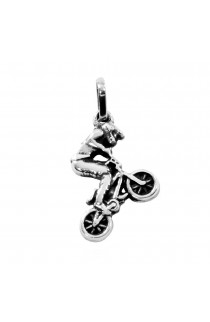 Pingente Ciclista BMX Prata